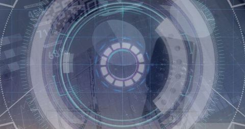 Futuristic Digital Interface with Scanning Blue Film