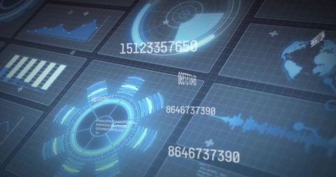 Rotating Holographic HUD Pulsing Radial Bars Radar Disk Futuristic VR Dashboard Interface