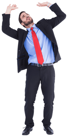 Professional and transparent businessman pushing growth strategies