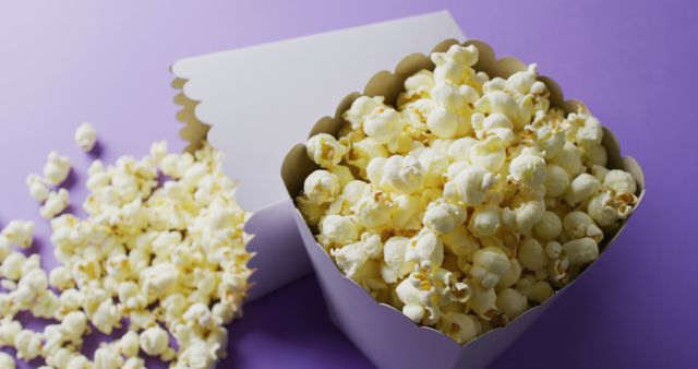 Popcorn Tubs on Purple Background for Fast Food and Movie Night Themes - Download Free Stock Images Pikwizard.com