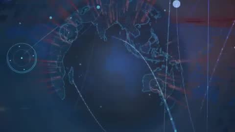 Digital World Connectivity with Rotating 3D Globe and Data Pathways