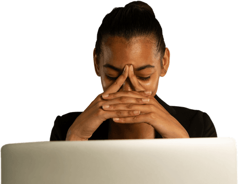 transparent background showing stressed woman using laptop - Download Free Stock Videos Pikwizard.com
