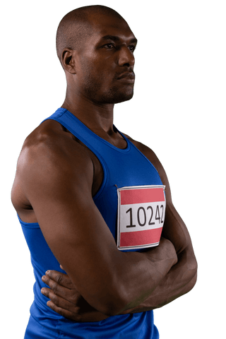Determined African American Athlete on Transparent Background