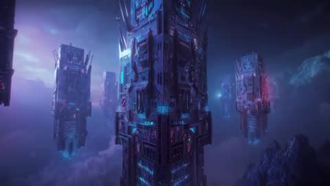 Futuristic Towers Floating Above Dramatic Cloudscape