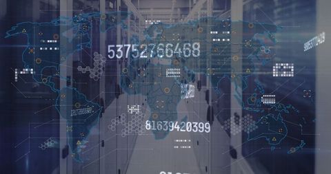 digital world map projection in futuristic data center - Download Free Stock Images Pikwizard.com