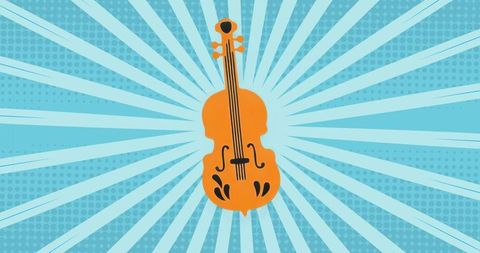 Vibrant Abstract Violin Silhouette on Radiant Blue Background