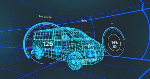 Futuristic Van With Digital Interface and VR Dashboard - Download Free Stock Images Pikwizard.com