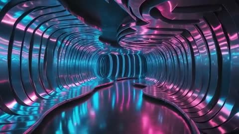 Futuristic Neon-lit Tunnel with Multi-colored Lighting