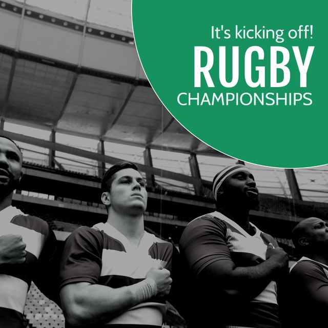 Diverse Rugby Team Preparing for Rugby Championships Game in a Stadium - Download Free Stock Templates Pikwizard.com