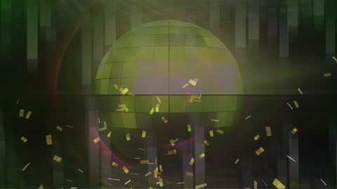 Abstract Green Sphere with Floating Confetti Background