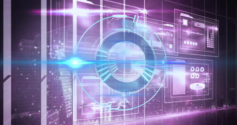 Futuristic Digital Interface with Scanning HUD and Data Visualization