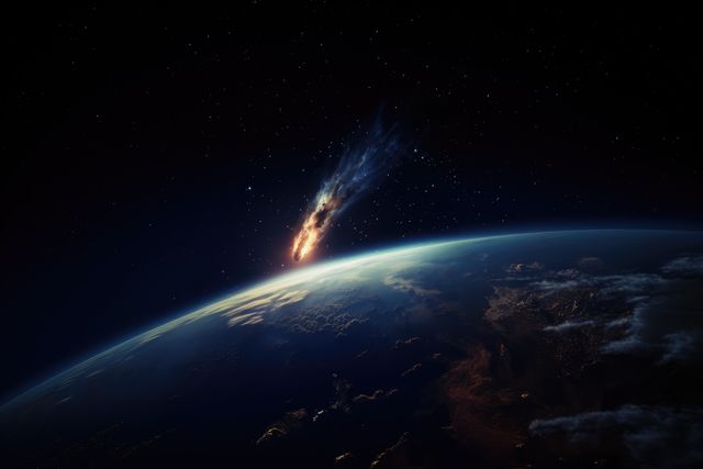 Dramatic Meteor Entering Earth's Atmosphere at Night - Download Free Stock Images Pikwizard.com