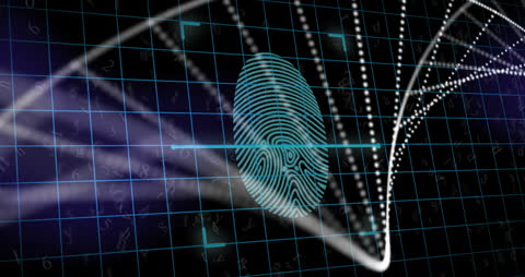 Digital DNA Strand with Fingerprint and Data Interface Background