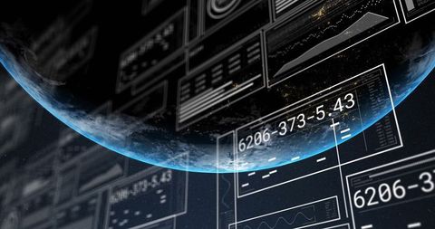 Futuristic Planet Monitoring with Interactive Data Panels