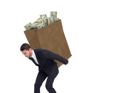 transparent businessman struggling under heavy load of dollars - Download Free Stock Videos Pikwizard.com