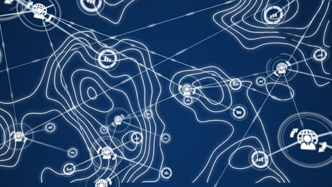 Digital Network Connections on Abstract Topographical Background