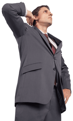 Confident Businessman Adjusting Jacket Pose Transparent Background
