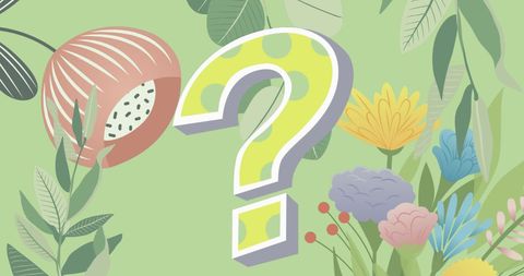 Question Mark Among Whimsical Leaves and Flowers on Green - Download Free Stock Images Pikwizard.com
