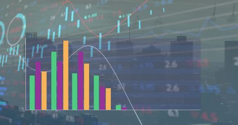 Colorful Graph with Digital Finance Interface and Data Overlay - Download Free Stock Images Pikwizard.com