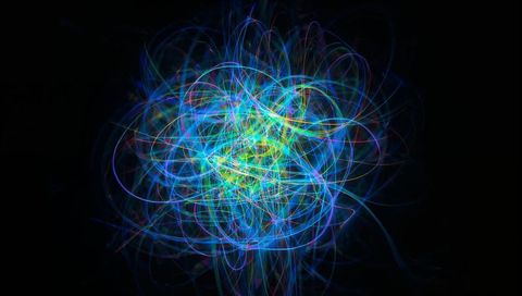 Pulsing Neon Energy Sphere Radiating Colorful Light Trails and Entangled Filaments