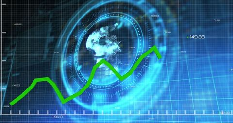 Glowing Financial Interface with Scanning Earth Overlay - Download Free Stock Images Pikwizard.com
