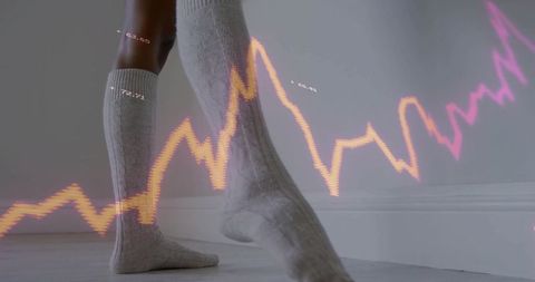 Stylish knee-high socks and neon chart: modern fashion and tech