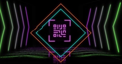 Illuminated QR Code on Neon Geometric Design - Download Free Stock Images Pikwizard.com