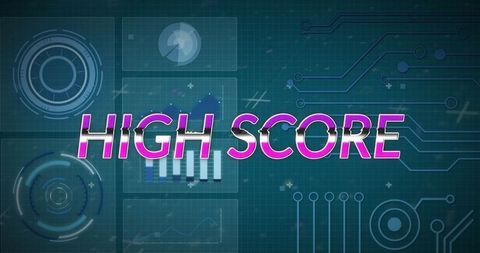 digital interface with high score text prominent - Download Free Stock Images Pikwizard.com