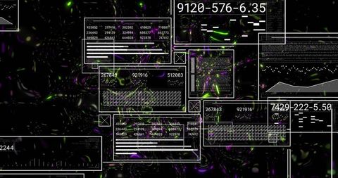 Holographic Data Panels Overlaying Neon Cyber Field with Console Readouts and Keyboards
