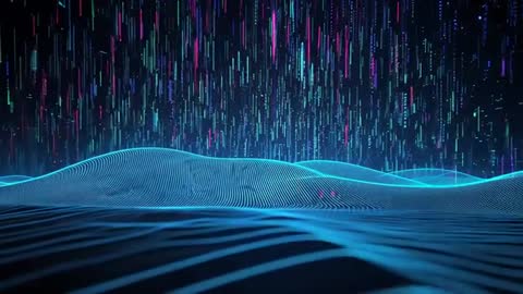 Futuristic Neon Grid with Descending Light Bars