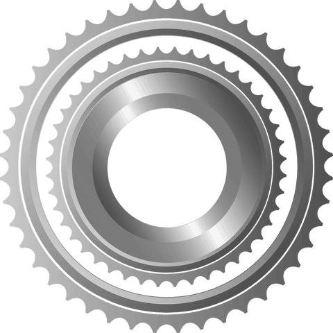3d futuristic brushed steel gear rings on transparent background