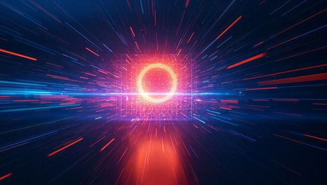 Dynamic Glowing Core within Digital Vortex