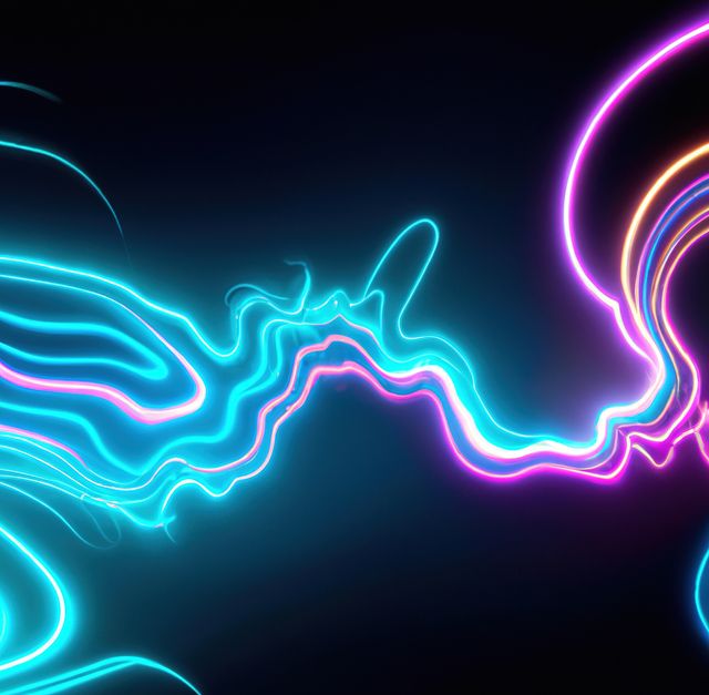 Abstract Glowing Lines in Dynamic Neon Colors on Dark Background - Download Free Stock Photos Pikwizard.com