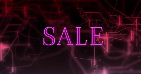 Neon Glowing SALE Text in Futuristic Digital Background
