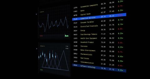 Digital Display of Financial Data on Black Background