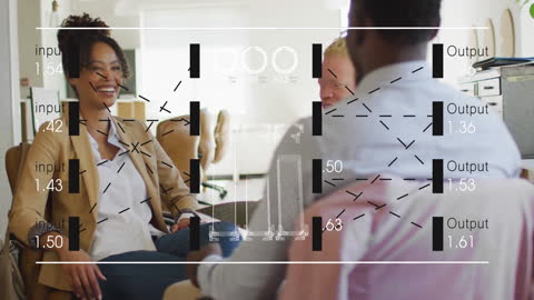 Business Team Analyzing Data with Innovative Technology Interface