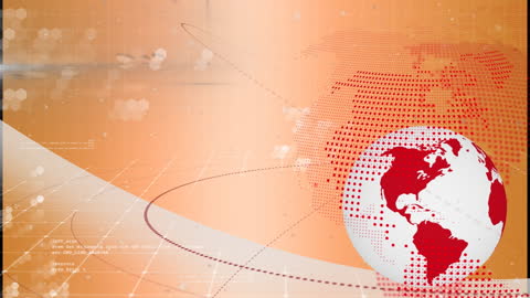 Abstract Globe with Technological Orange Background for News