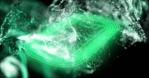 Futuristic Neon Green Digital Track and Field Outline