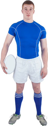 Transparent Rugby Player Holding Rugly Ball in Blue Uniform - Download Free Stock Videos Pikwizard.com