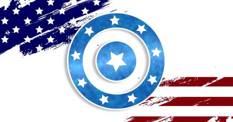Patriotic Circular Design with American Stars and Stripes