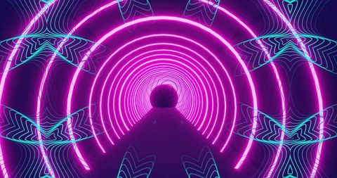 Futuristic Neon Tunnel with Vibrant Cyber Aesthetic