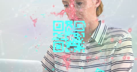 Technology and Data Visualizing Around Person Using Laptop