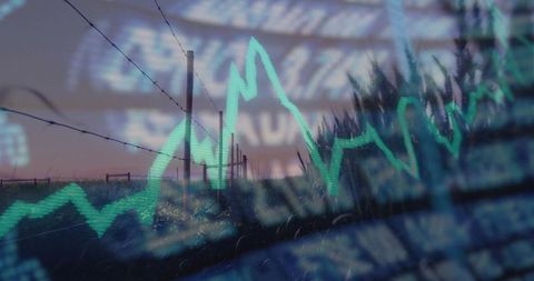 Rural Landscape with Market Analytics Overlay