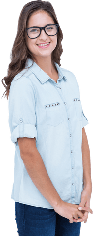 transparent nerdy woman smiling with glasses and casual attire - Download Free Stock Videos Pikwizard.com