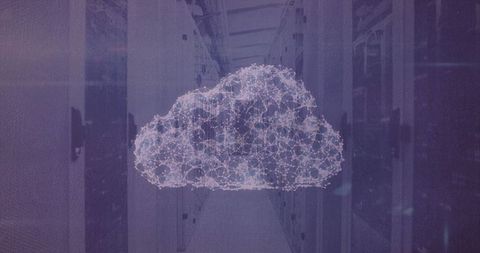 Digital Cloud Looms Over Server Room Symbolizing Cloud Computing - Download Free Stock Images Pikwizard.com