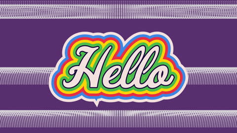 Bright Hello Greeting with Vibrant Colors and Patterns