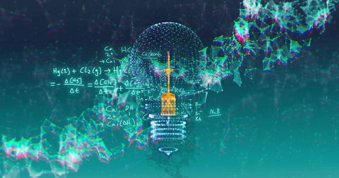 Light Bulb with Networking over Mathematical Equations – Digital Innovation Idea Concept - Download Free Stock Images Pikwizard.com