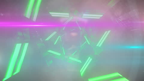 Abstract Neon Shapes with Light Trails in Futuristic Background