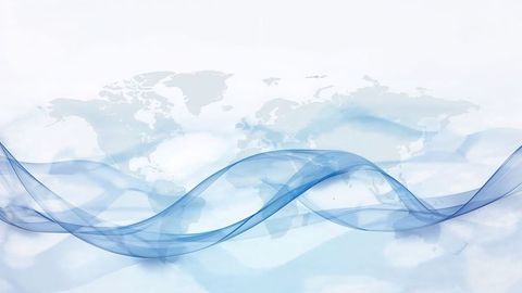 Flowing abstract wave with subtle world map background for website designs