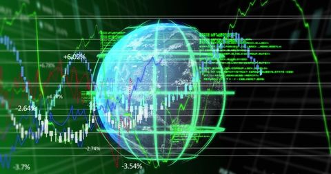 Global Data Processing with Digital Interface on Green Background - Download Free Stock Images Pikwizard.com